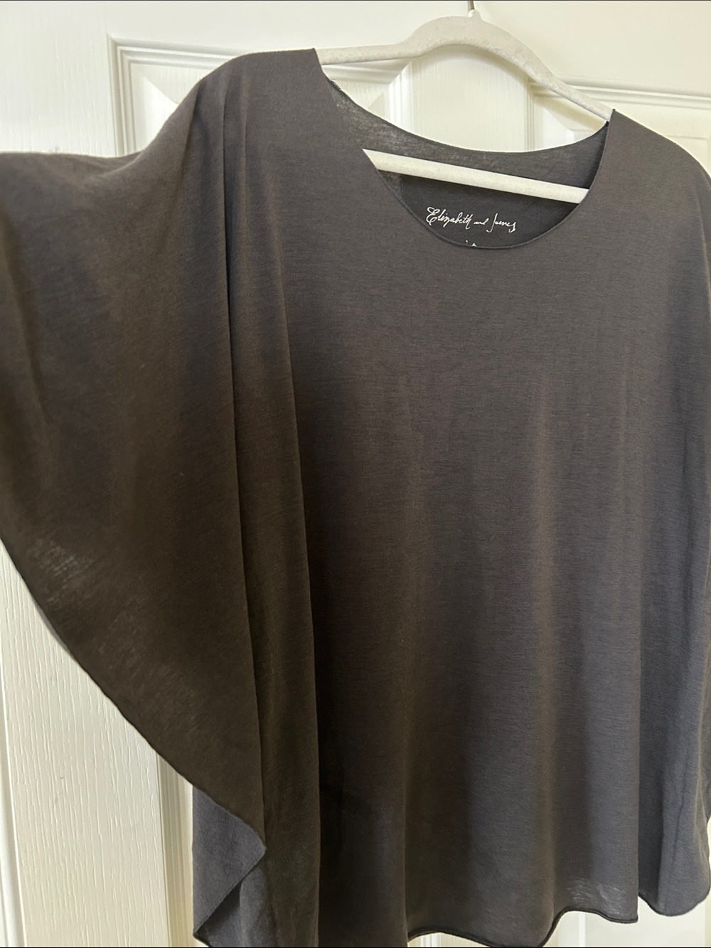 Elizabeth and James Charcoal Gray Draped Tunic Top